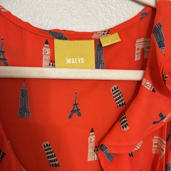 Maeve Paris Print Ruffle Sleeveless Blouse - Picture 4 of 7